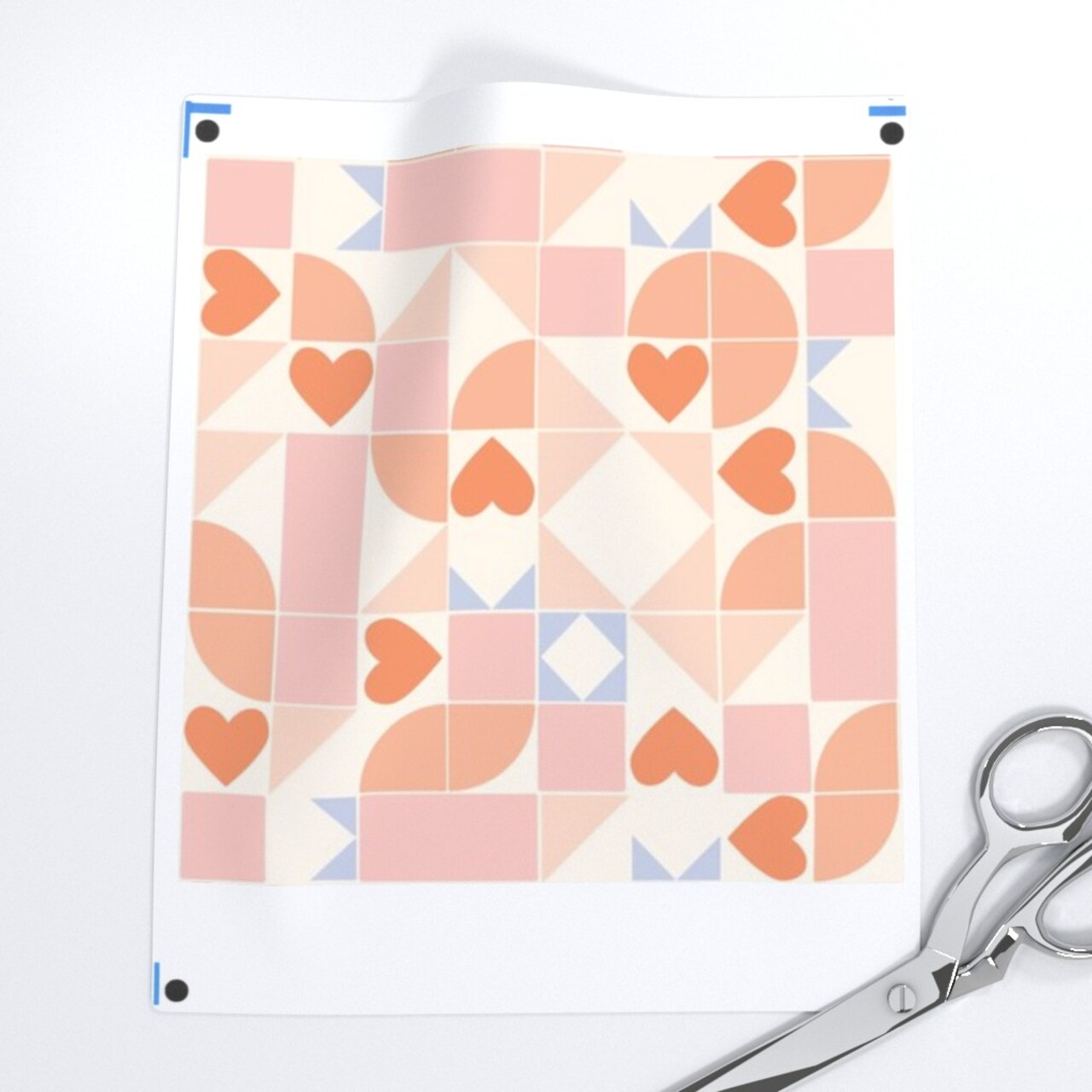 Geometric Valentine'S Day Cute Colorful Hearts Shapes Square Diamond Quilt Pink Orange Blue Custom Printed Fabric by Spoonflower Various Fabrics by the Yard or Fat Quarter